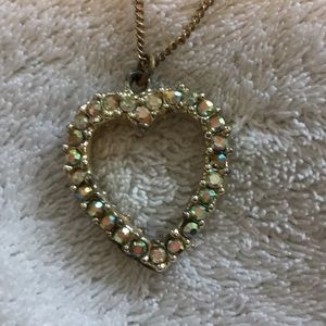 Vintage sparkly & pearl heart necklace